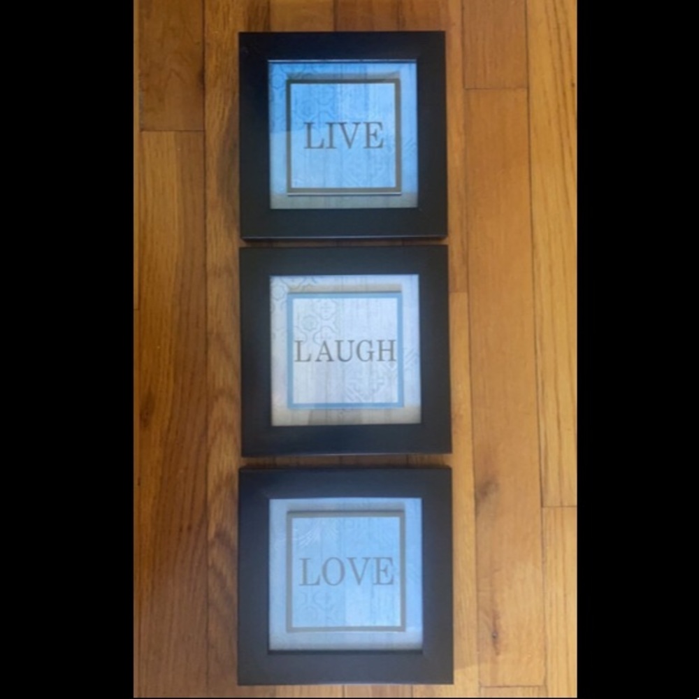Three Piece “Live Laugh Love” Framed Wall Art